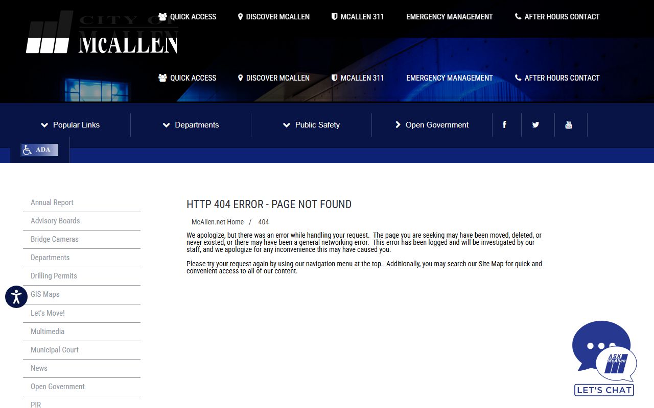 McAllen Police Department records division page for McAllen recent bookings information