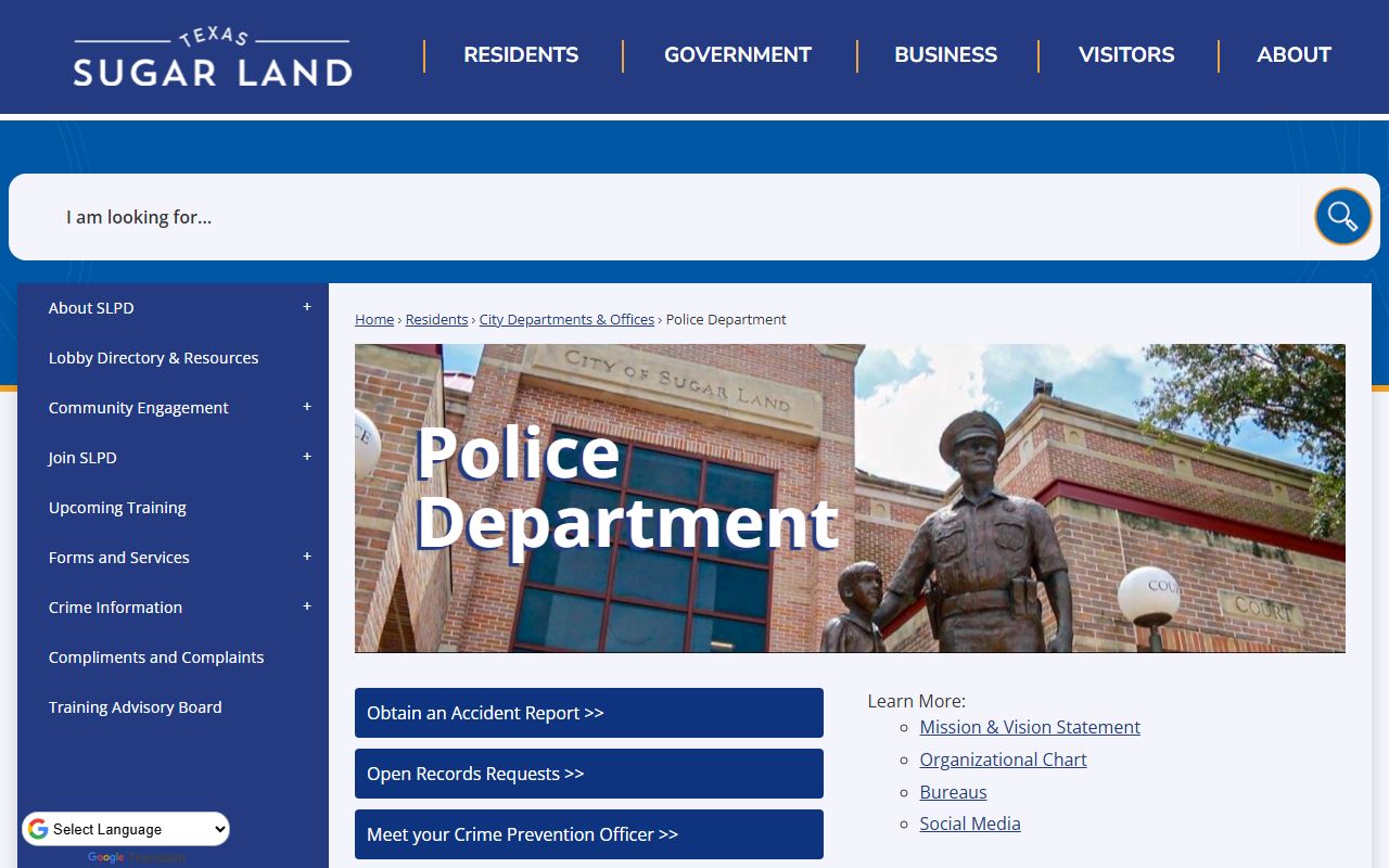 Sugar Land Police Department website for Sugar Land recent bookings and arrest information