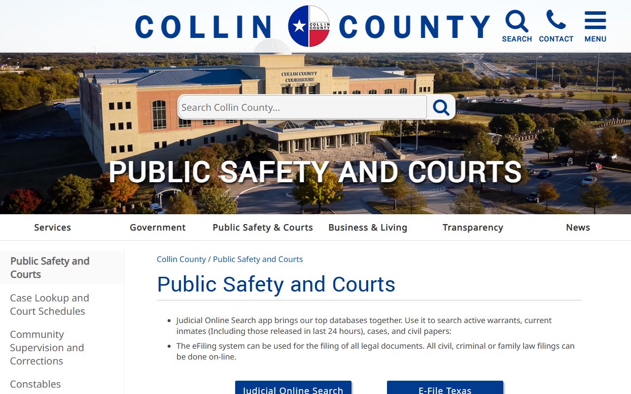 Collin County courts records search portal for recent bookings
