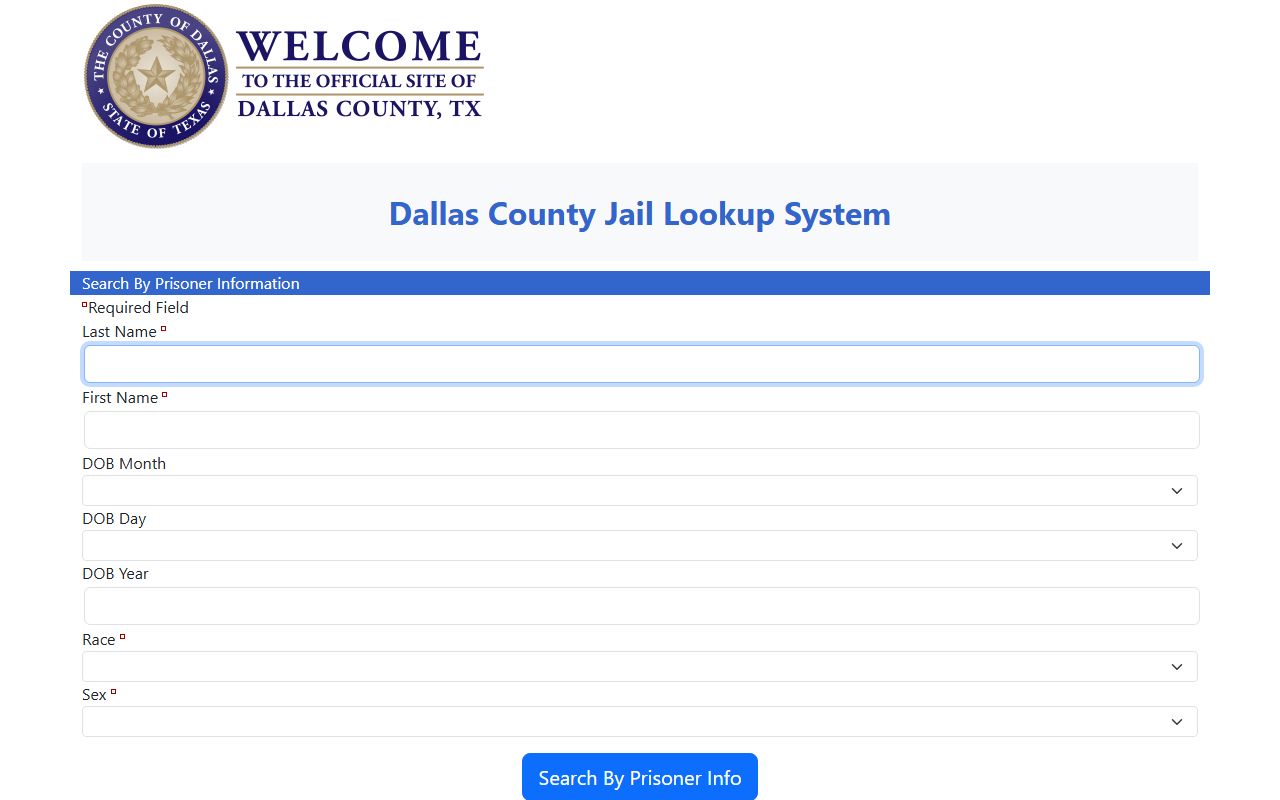 Dallas County recent bookings jail lookup search portal