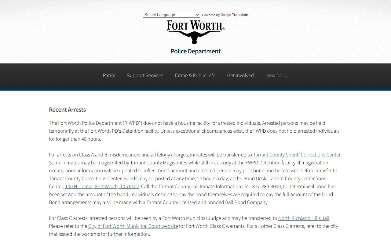 Fort Worth Police Department recent arrests and bookings list