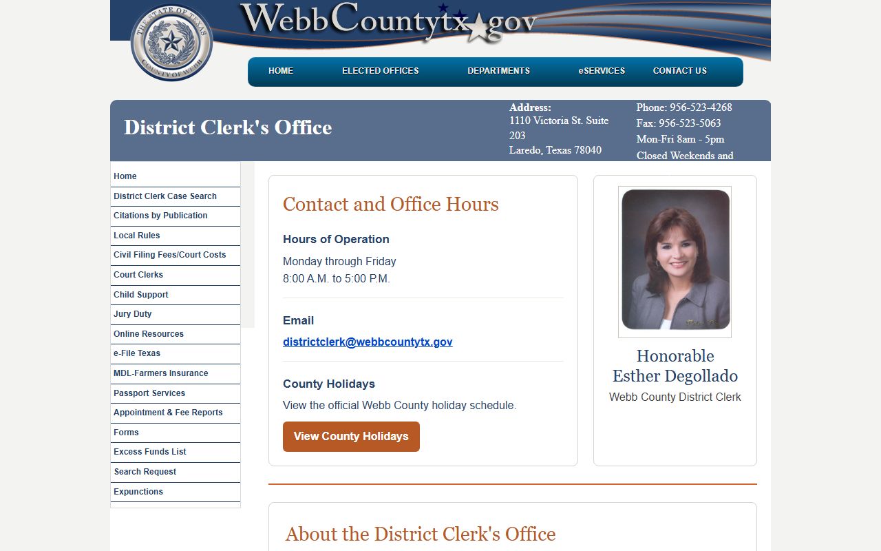 Webb County recent bookings District Clerk court records search