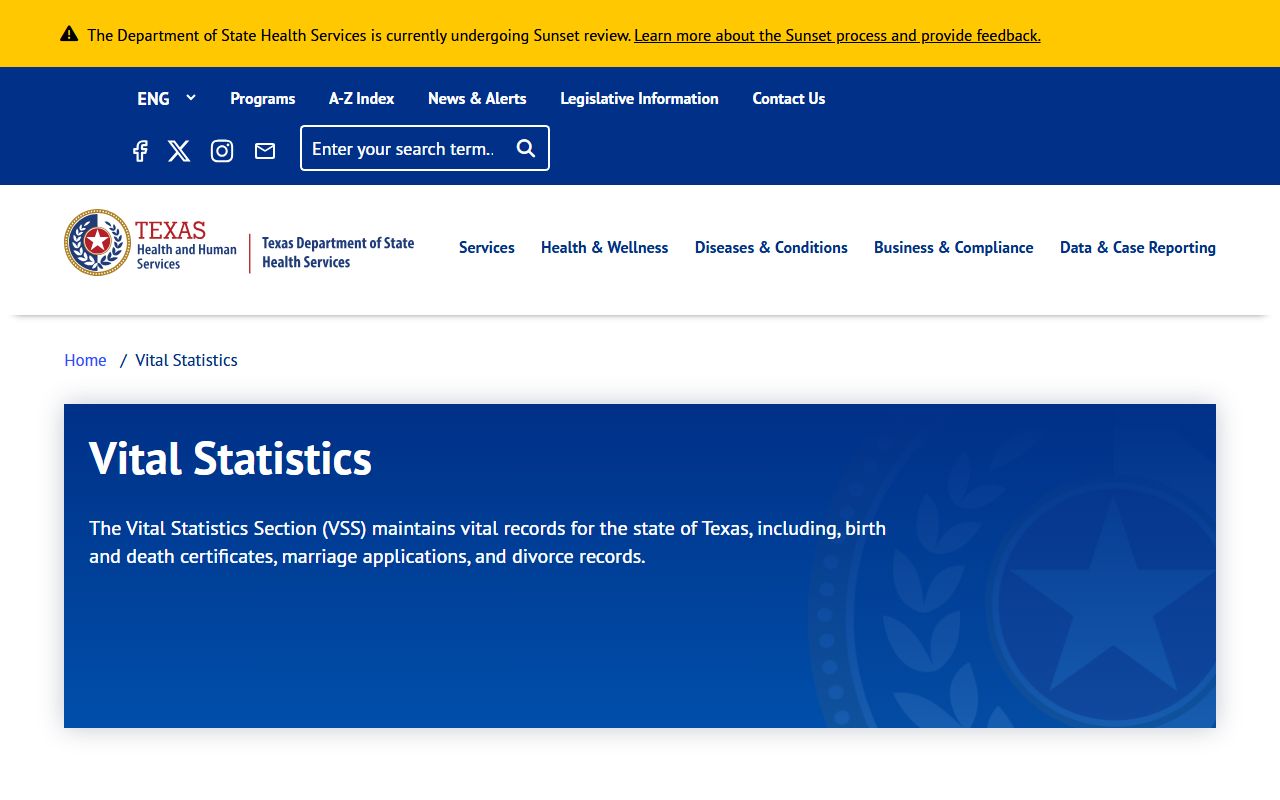 Wise County recent bookings Texas DSHS vital records page